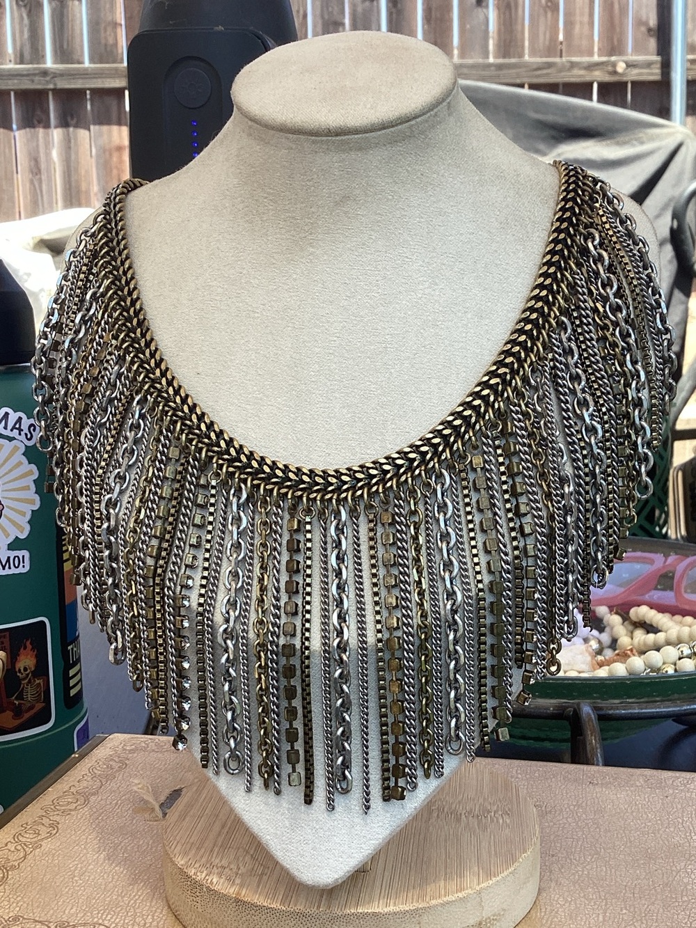 & Other Stories Two-Tone Fringe Necklace in Gold and Silver